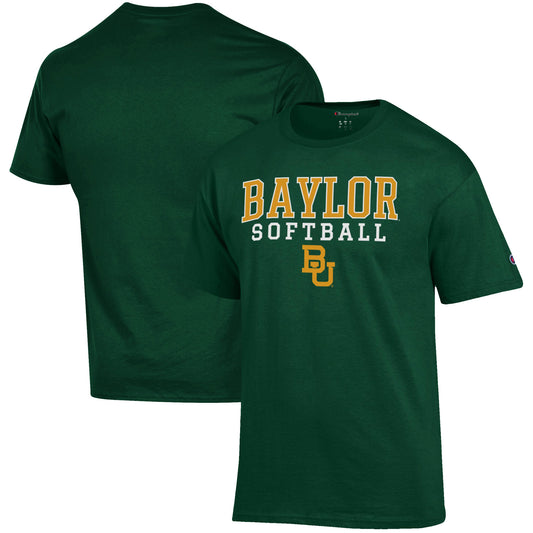 Men's Champion Green Baylor Bears Softball Stack T-Shirt