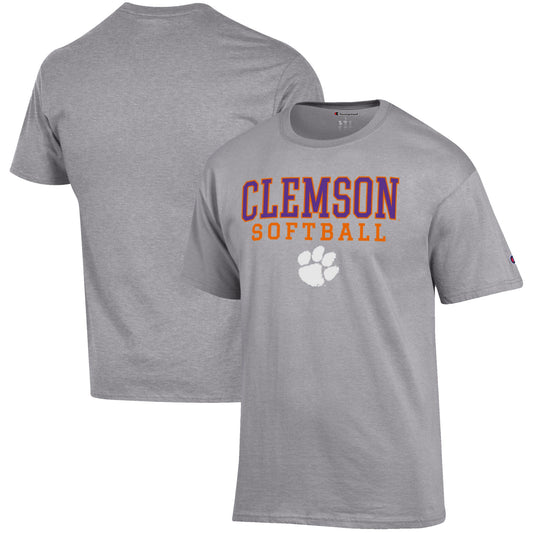 Men's Champion Gray Clemson Tigers Softball Stack T-Shirt