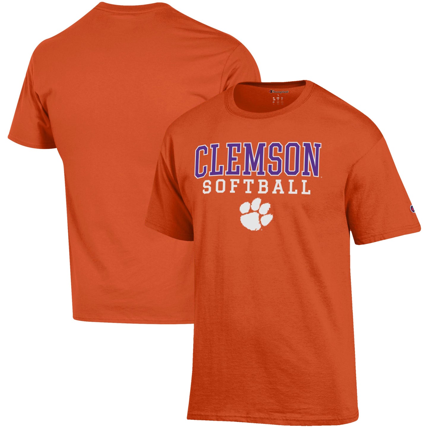 Men's Champion Orange Clemson Tigers Softball Stack T-Shirt