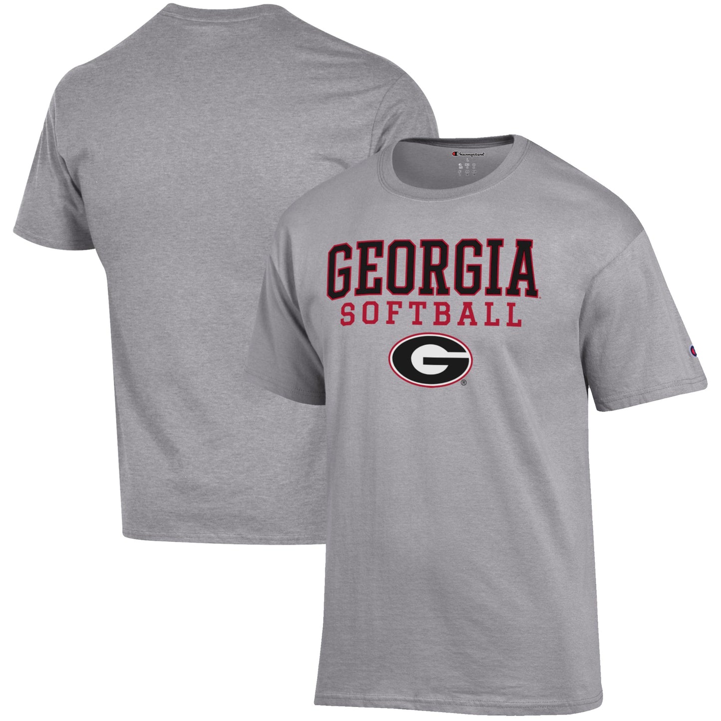 Men's Champion Gray Georgia Bulldogs Softball Stack T-Shirt