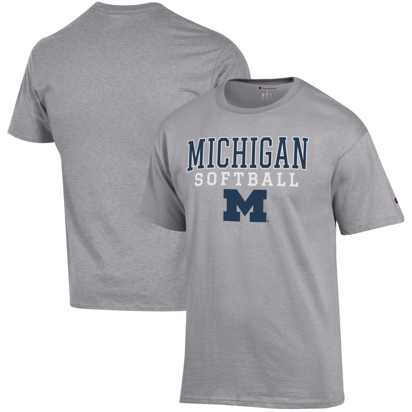 Men's Champion Gray Michigan Wolverines Softball Stack T-Shirt