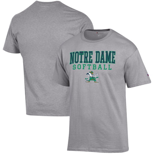 Men's Champion Gray Notre Dame Fighting Irish Softball Stack T-Shirt