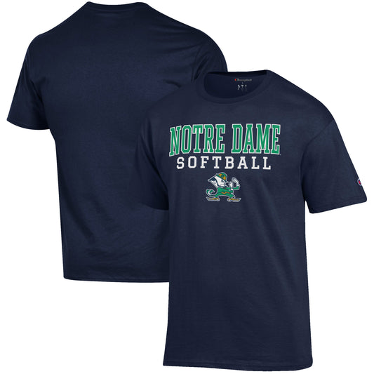 Men's Champion Navy Notre Dame Fighting Irish Softball Stack T-Shirt