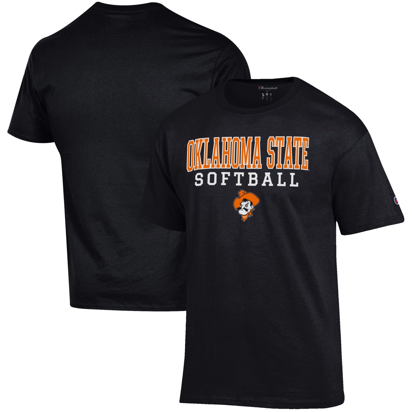 Men's Champion Black Oklahoma State Cowboys Softball Stack T-Shirt