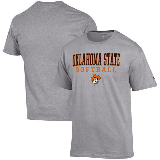 Men's Champion Gray Oklahoma State Cowboys Softball Stack T-Shirt