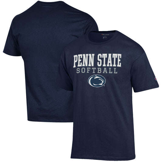 Men's Champion Navy Penn State Nittany Lions Softball Stack T-Shirt