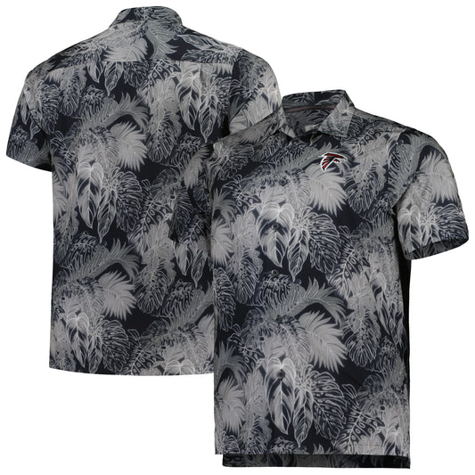 Men's Tommy Bahama Black Atlanta Falcons Big & Tall Bahama Coast Luminescent Fronds Camp IslandZone Button-Up Shirt