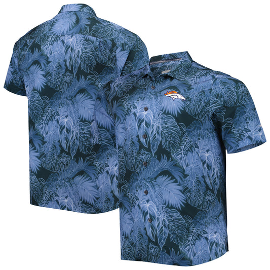 Men's Tommy Bahama Navy Denver Broncos Big & Tall Bahama Coast Luminescent Fronds Camp IslandZone Button-Up Shirt