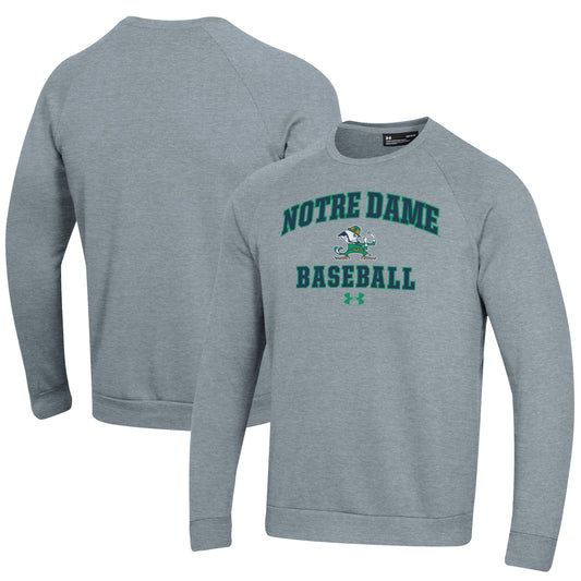 Men's Under Armour Gray Notre Dame Fighting Irish Baseball All Day Arch Fleece Pullover Sweatshirt