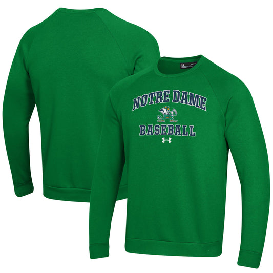 Men's Under Armour Green Notre Dame Fighting Irish Baseball All Day Arch Fleece Pullover Sweatshirt