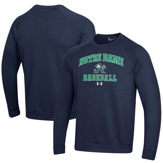 Men's Under Armour Navy Notre Dame Fighting Irish Baseball All Day Arch Fleece Pullover Sweatshirt