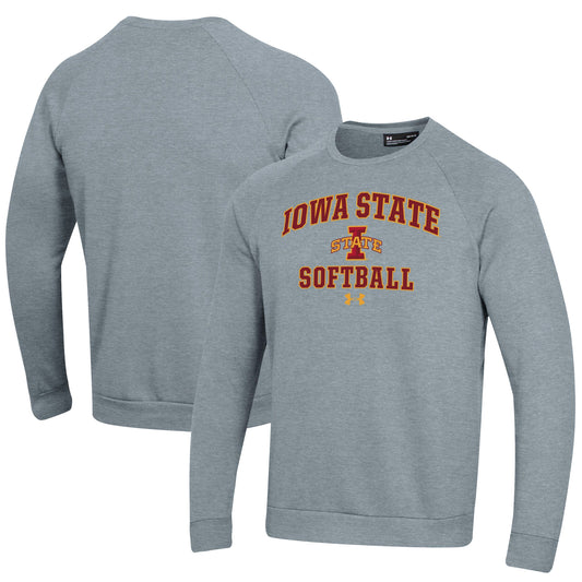 Men's Under Armour Gray Iowa State Cyclones Softball All Day Arch Fleece Pullover Sweatshirt