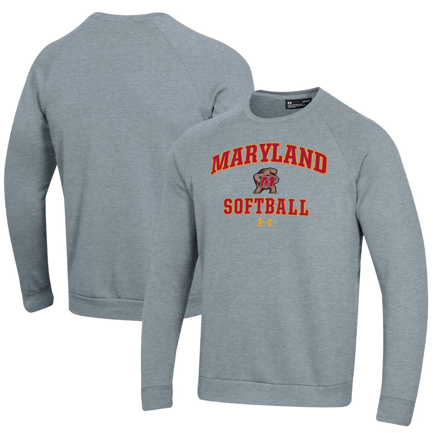 Men's Under Armour Gray Maryland Terrapins Softball All Day Arch Fleece Pullover Sweatshirt