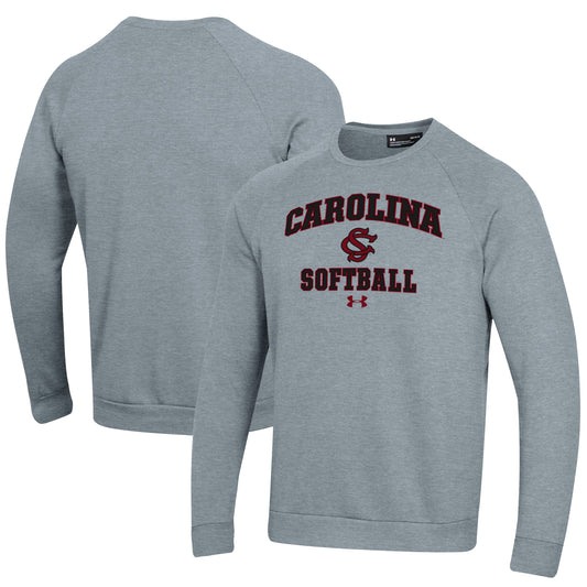 Men's Under Armour Gray South Carolina Gamecocks Softball All Day Arch Fleece Pullover Sweatshirt