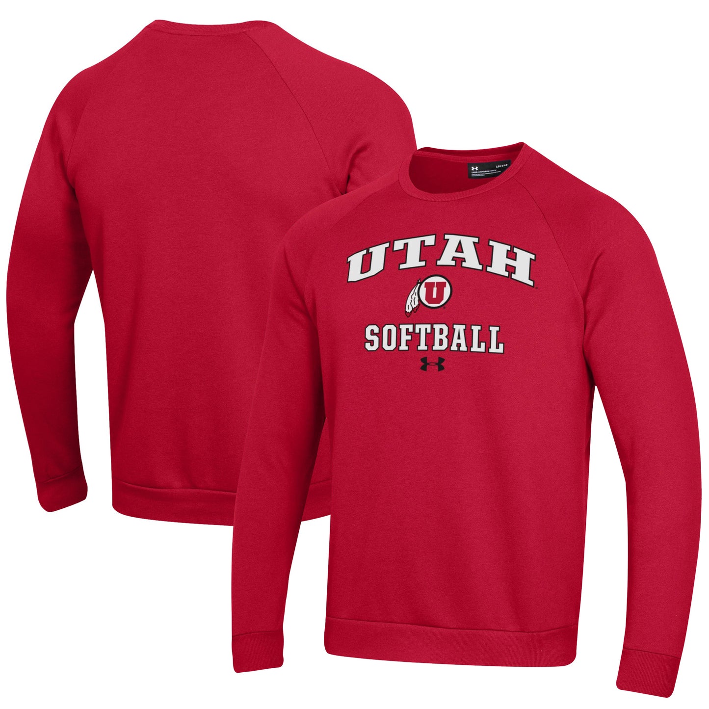 Men's Under Armour Red Utah Utes Softball All Day Arch Fleece Pullover Sweatshirt