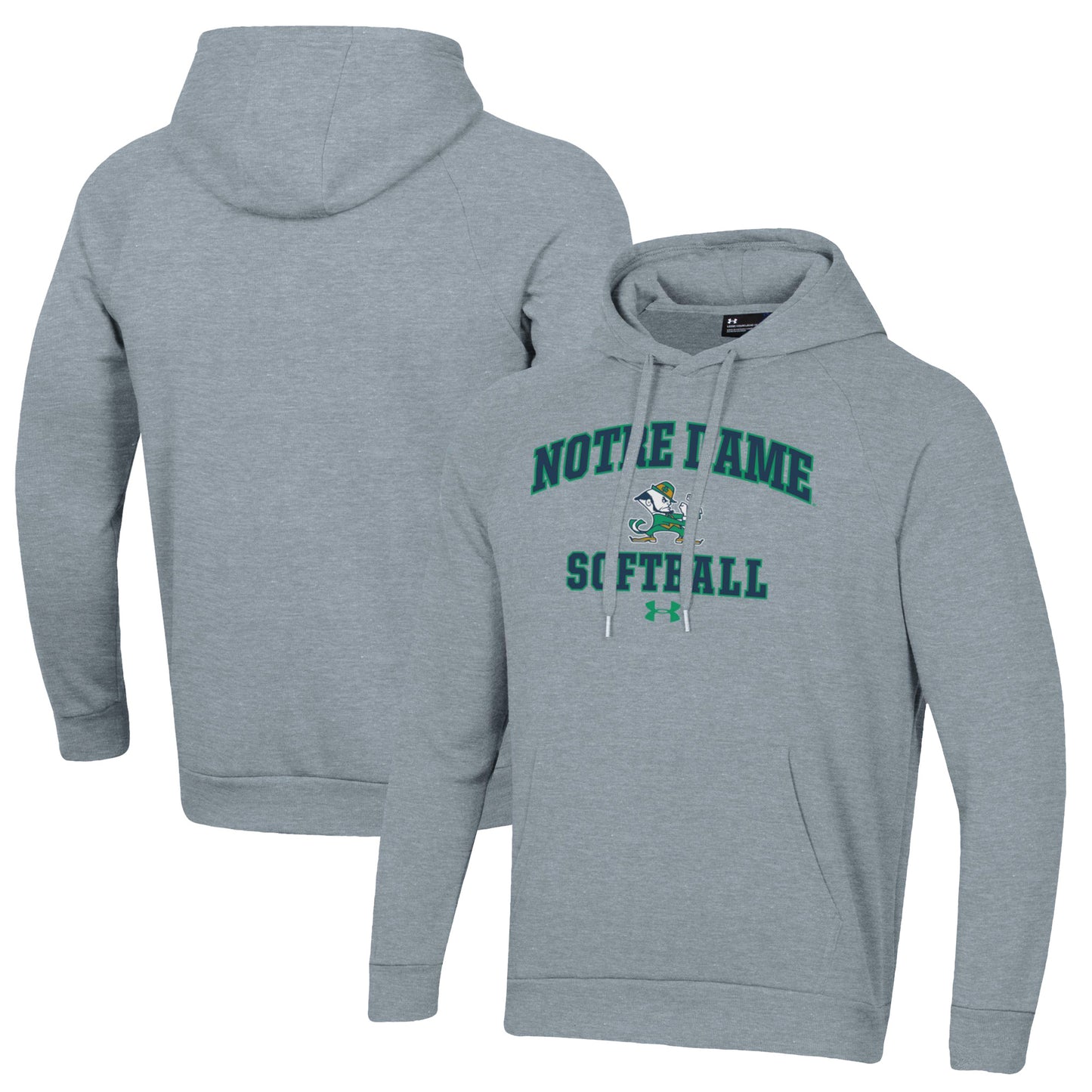 Men's Under Armour Gray Notre Dame Fighting Irish Softball All Day Arch Fleece Pullover Hoodie
