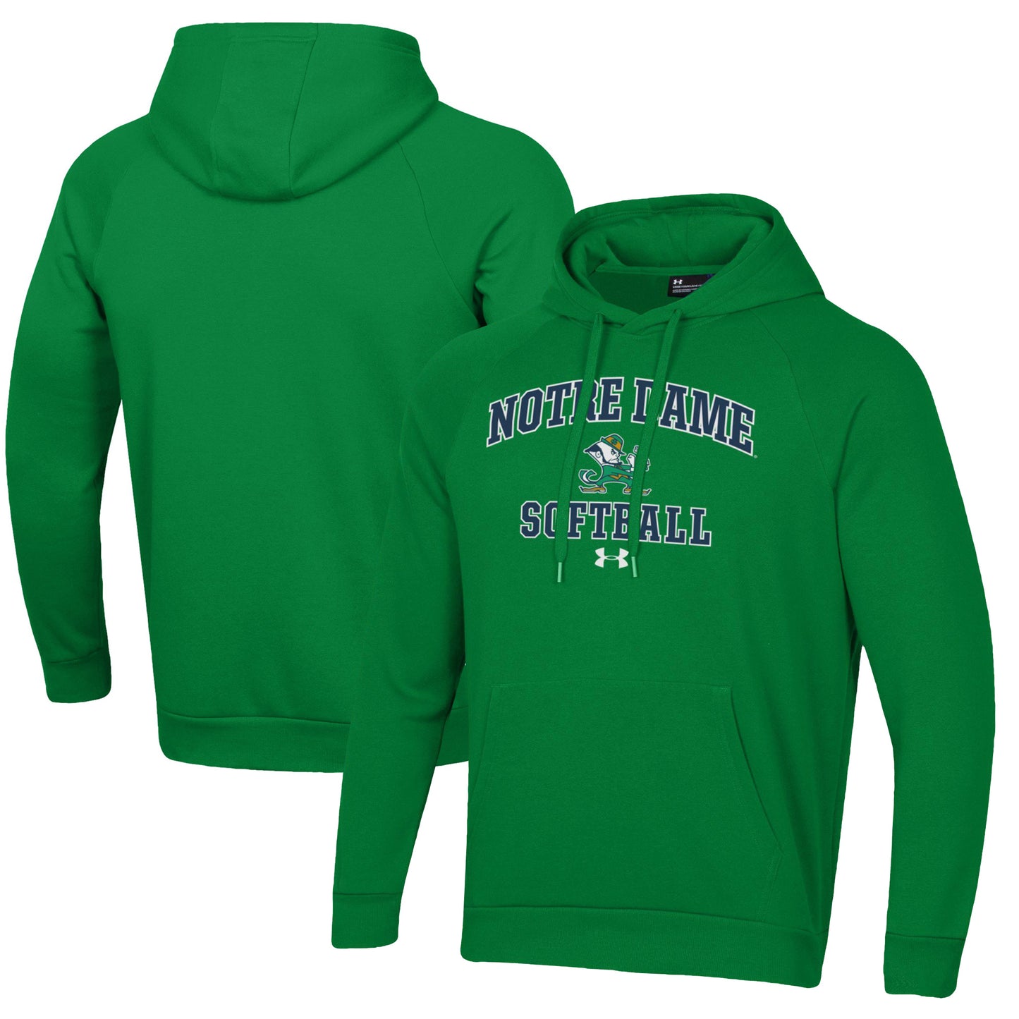Men's Under Armour Green Notre Dame Fighting Irish Softball All Day Arch Fleece Pullover Hoodie