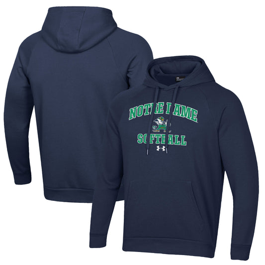 Men's Under Armour Navy Notre Dame Fighting Irish Softball All Day Arch Fleece Pullover Hoodie