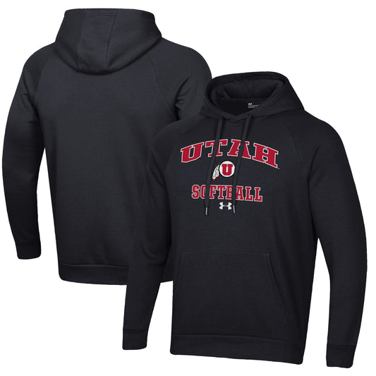 Men's Under Armour Black Utah Utes Softball All Day Arch Fleece Pullover Hoodie