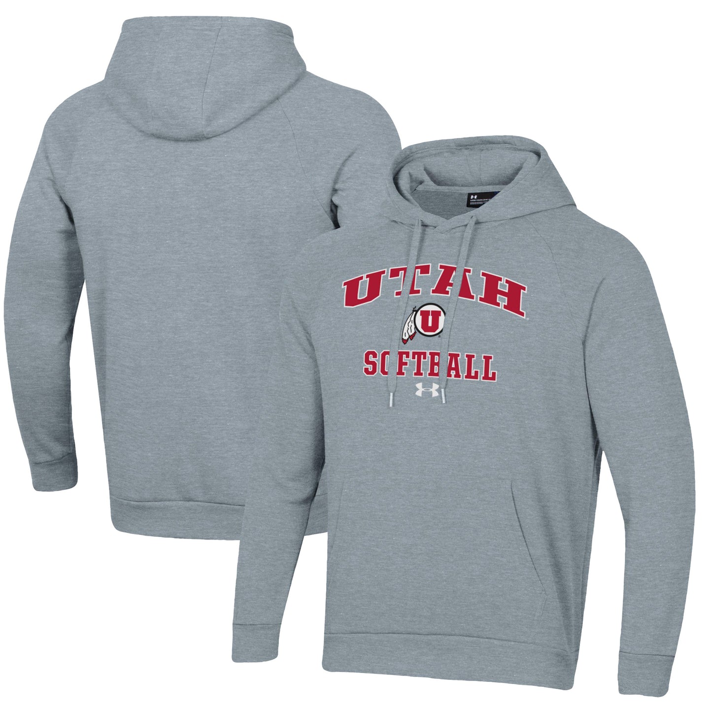 Men's Under Armour Gray Utah Utes Softball All Day Arch Fleece Pullover Hoodie