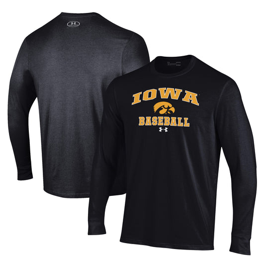 Men's Under Armour Black Iowa Hawkeyes Baseball Performance Long Sleeve T-Shirt