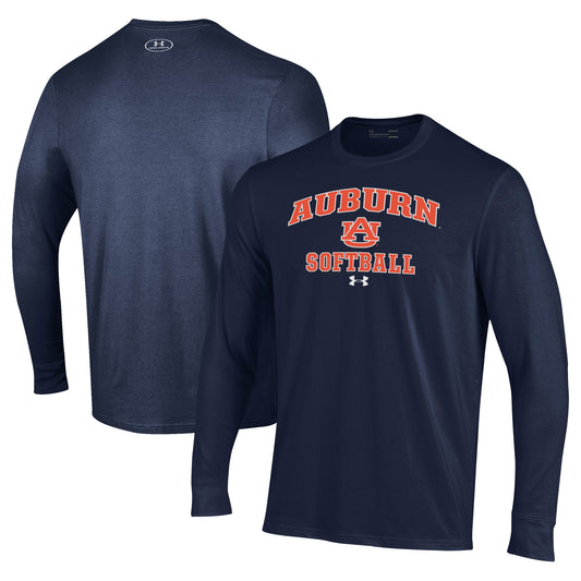 Men's Under Armour Navy Auburn Tigers Softball Performance Long Sleeve T-Shirt