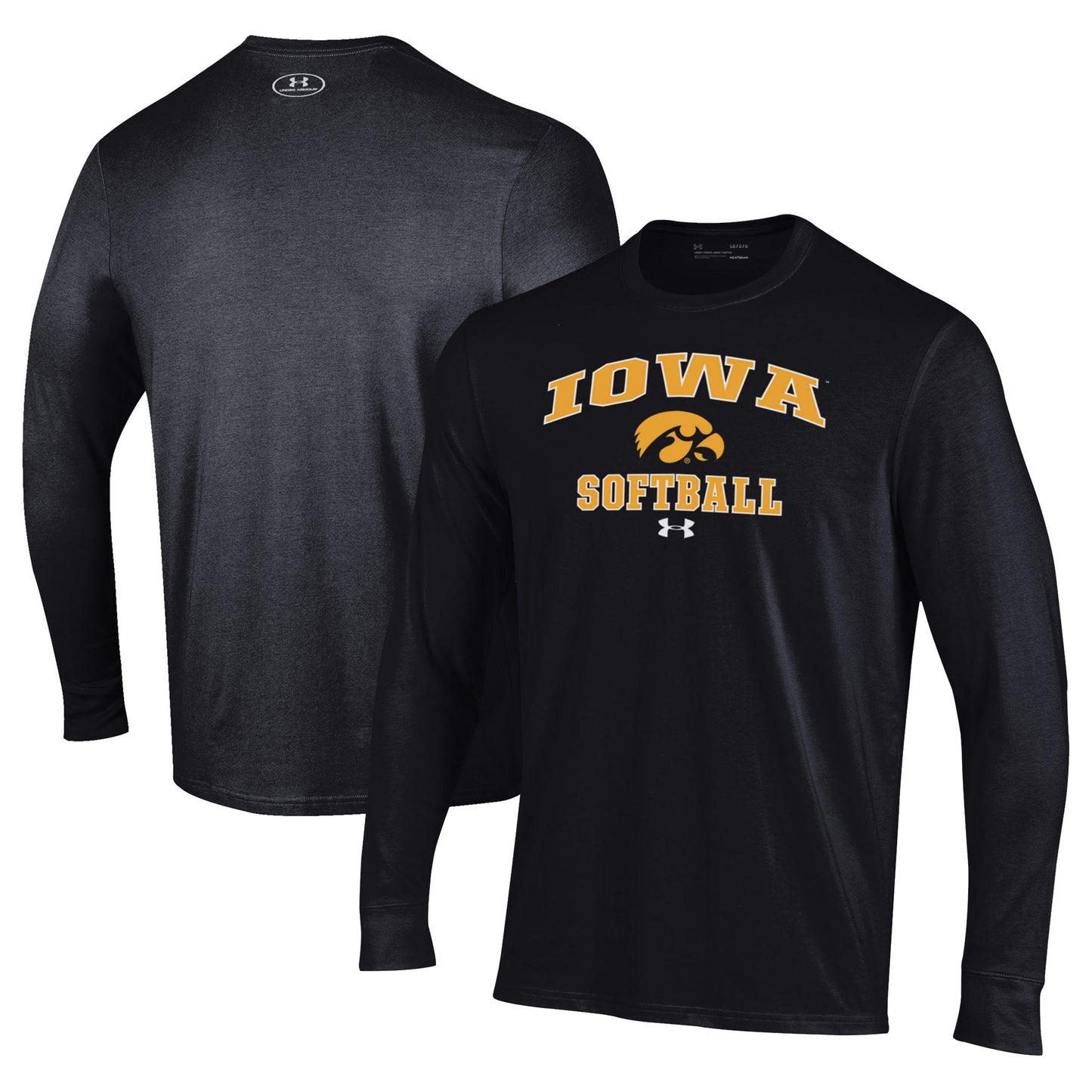 Men's Under Armour Black Iowa Hawkeyes Softball Performance Long Sleeve T-Shirt