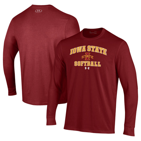 Men's Under Armour Cardinal Iowa State Cyclones Softball Performance Long Sleeve T-Shirt