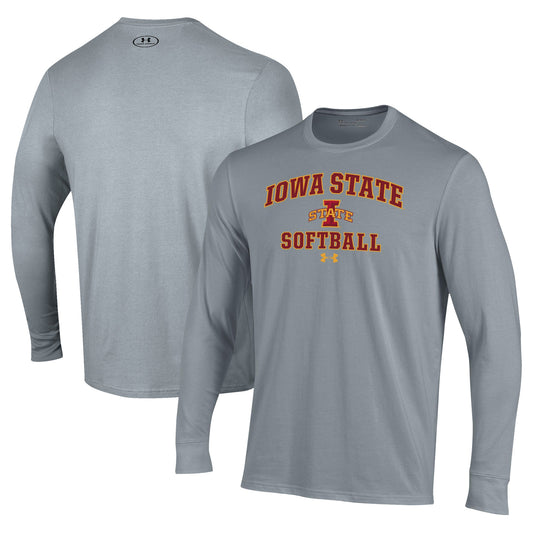 Men's Under Armour Gray Iowa State Cyclones Softball Performance Long Sleeve T-Shirt