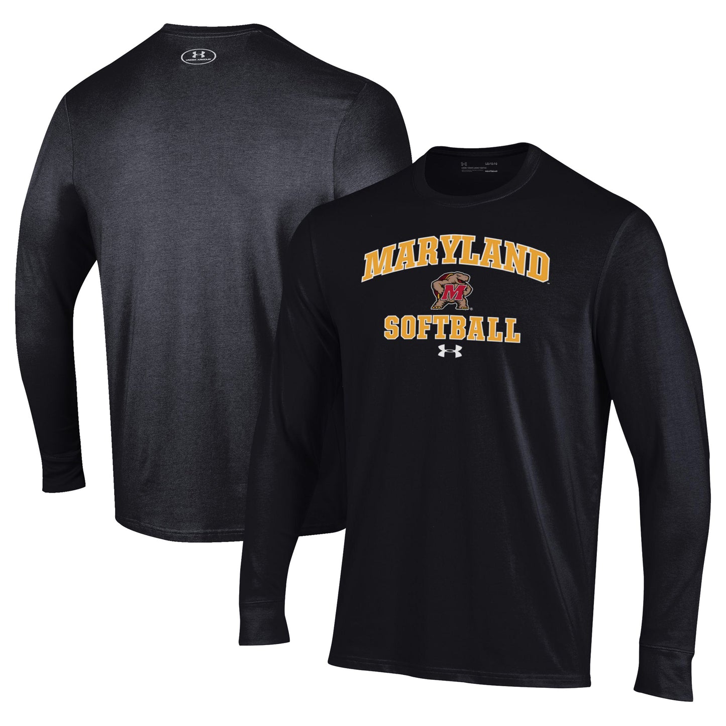 Men's Under Armour Black Maryland Terrapins Softball Performance Long Sleeve T-Shirt