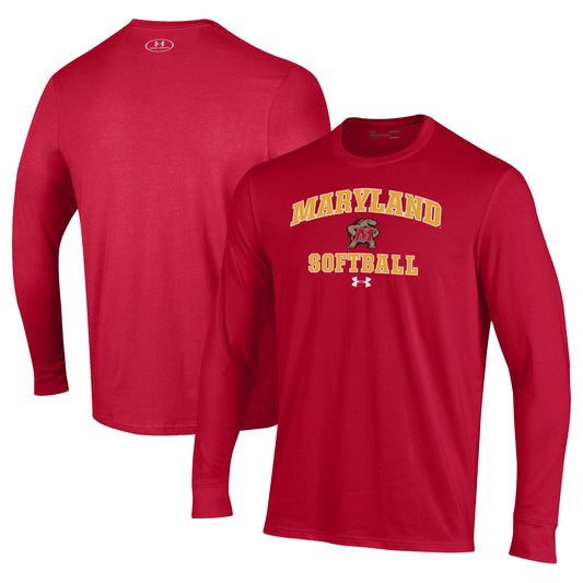 Men's Under Armour Red Maryland Terrapins Softball Performance Long Sleeve T-Shirt