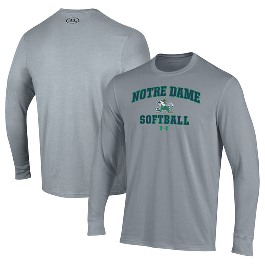 Men's Under Armour Gray Notre Dame Fighting Irish Softball Performance Long Sleeve T-Shirt