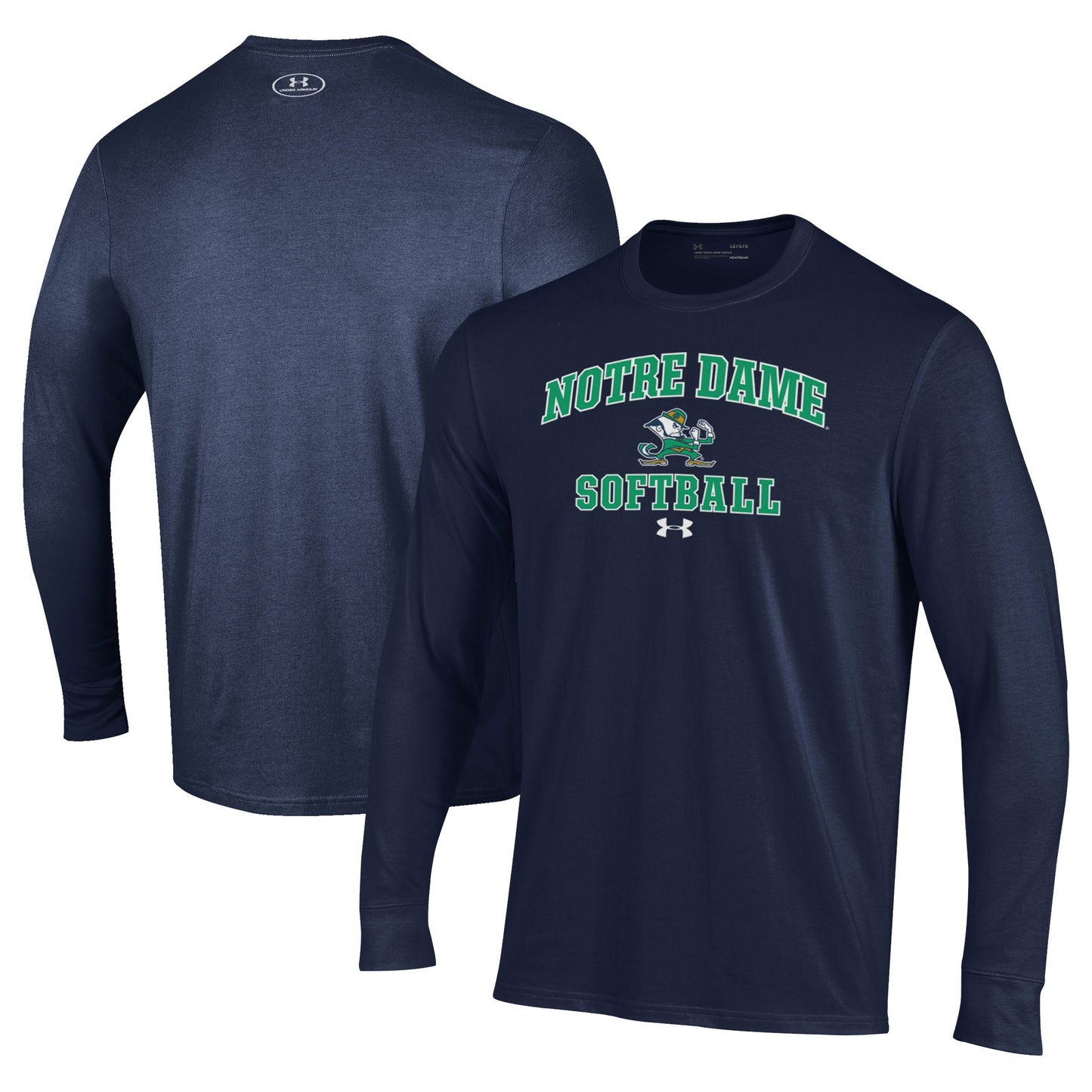 Men's Under Armour Navy Notre Dame Fighting Irish Softball Performance Long Sleeve T-Shirt