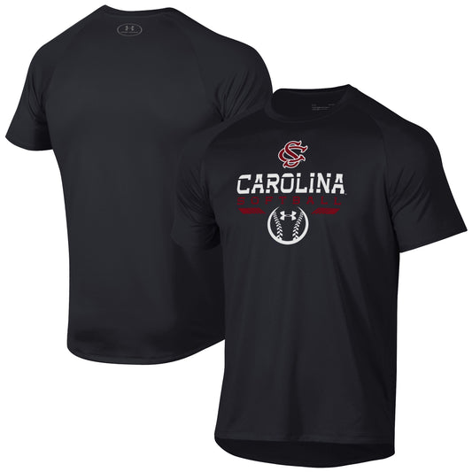 Men's Under Armour Black South Carolina Gamecocks Softball Icon Raglan Performance T-Shirt