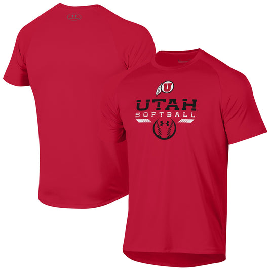 Men's Under Armour Red Utah Utes Softball Icon Raglan Performance T-Shirt