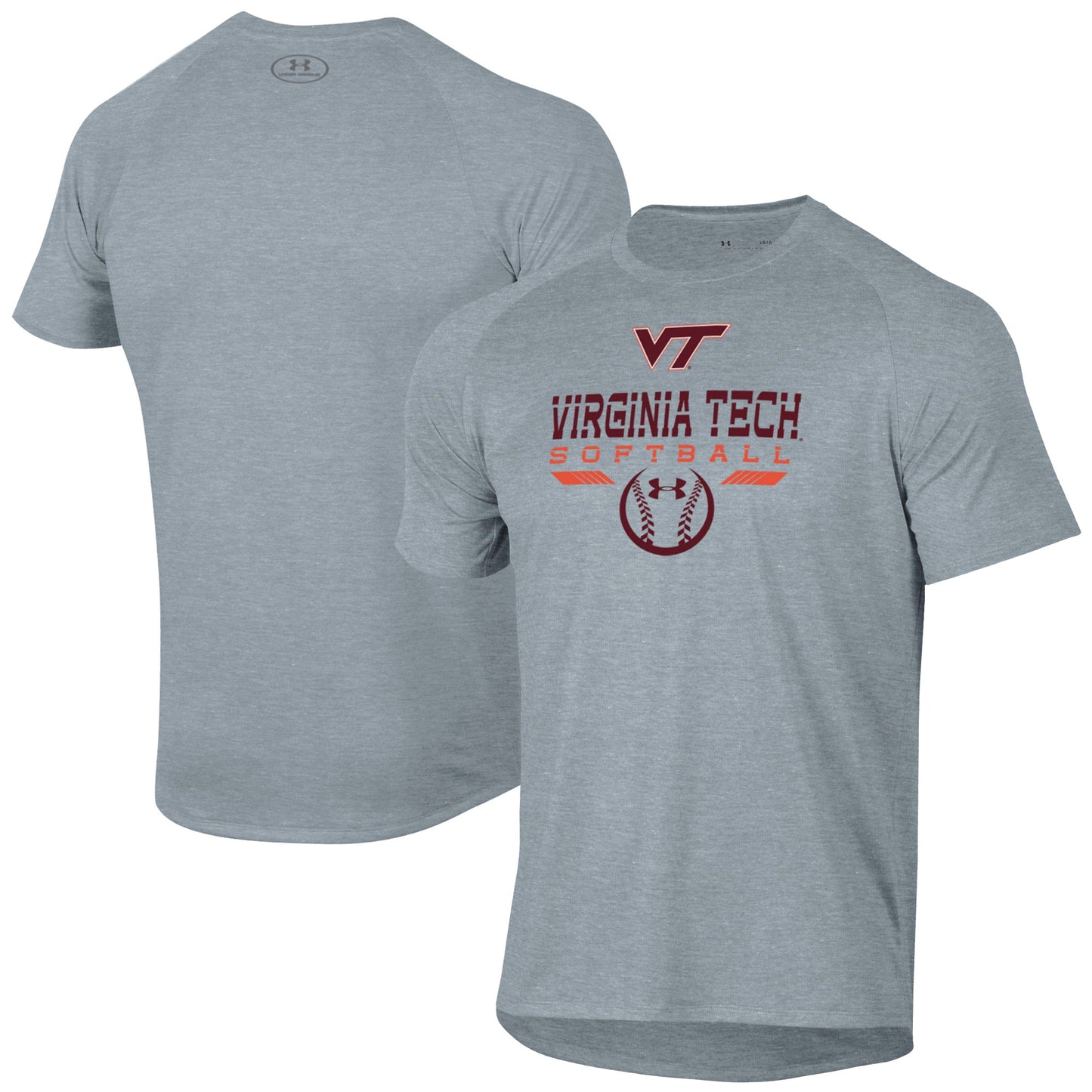 Men's Under Armour Gray Virginia Tech Hokies Softball Icon Raglan Performance T-Shirt