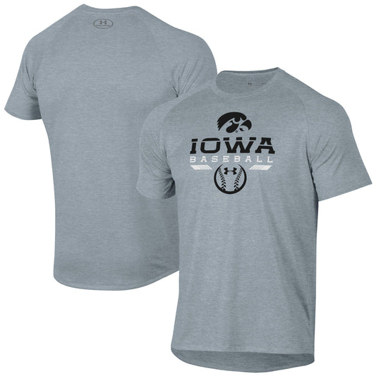 Men's Under Armour Gray Iowa Hawkeyes Baseball Icon Raglan Performance T-Shirt