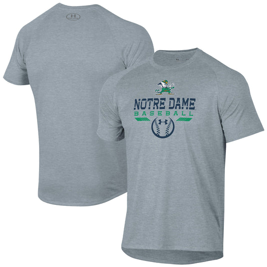 Men's Under Armour Gray Notre Dame Fighting Irish Baseball Icon Raglan Performance T-Shirt