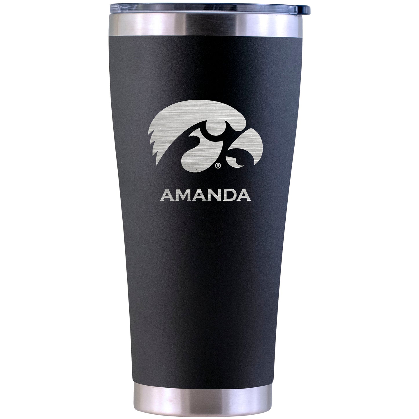 Iowa Hawkeyes Personalized 30oz. Laser Etched Black Tumbler