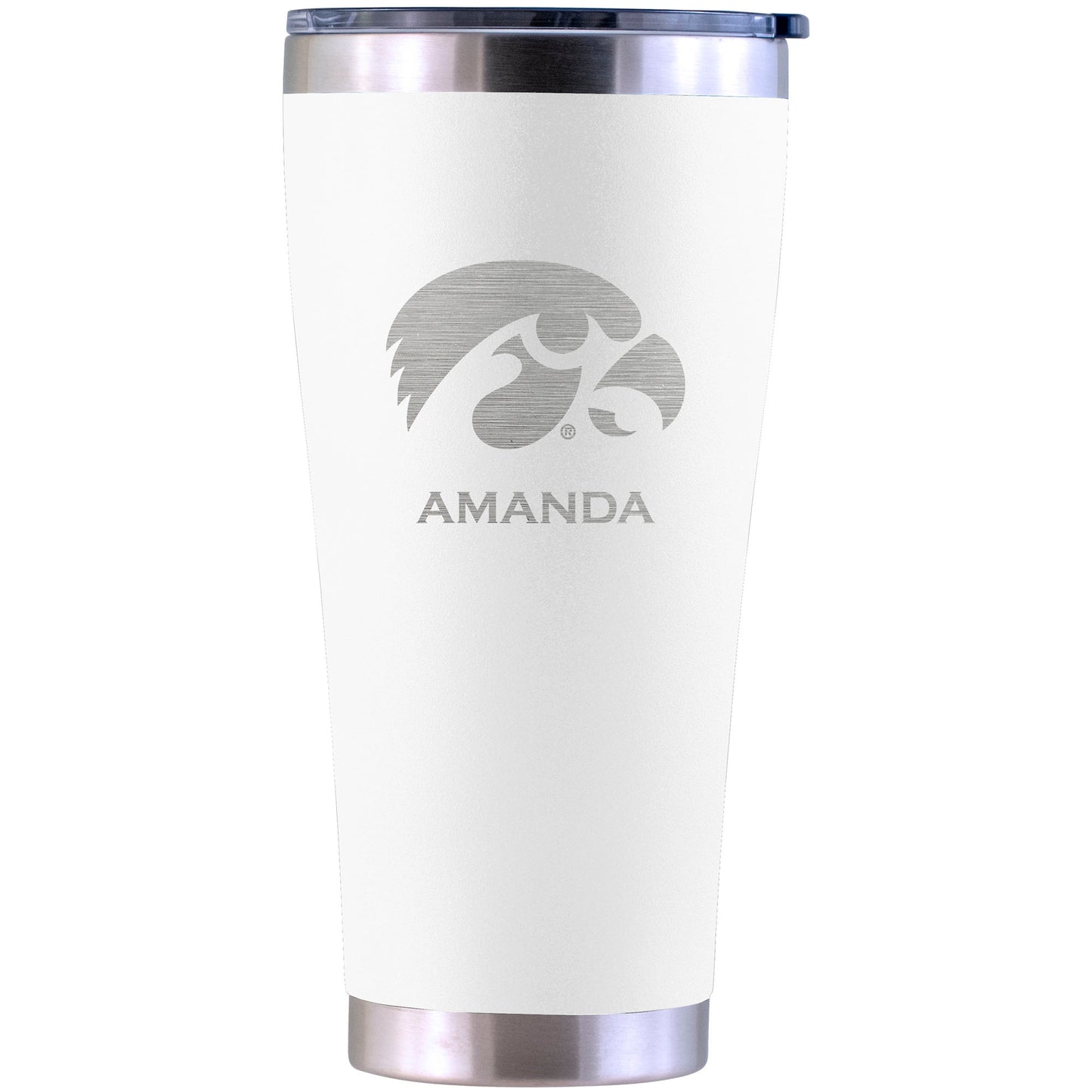 Iowa Hawkeyes Personalized 30oz. Laser Etched White Tumbler