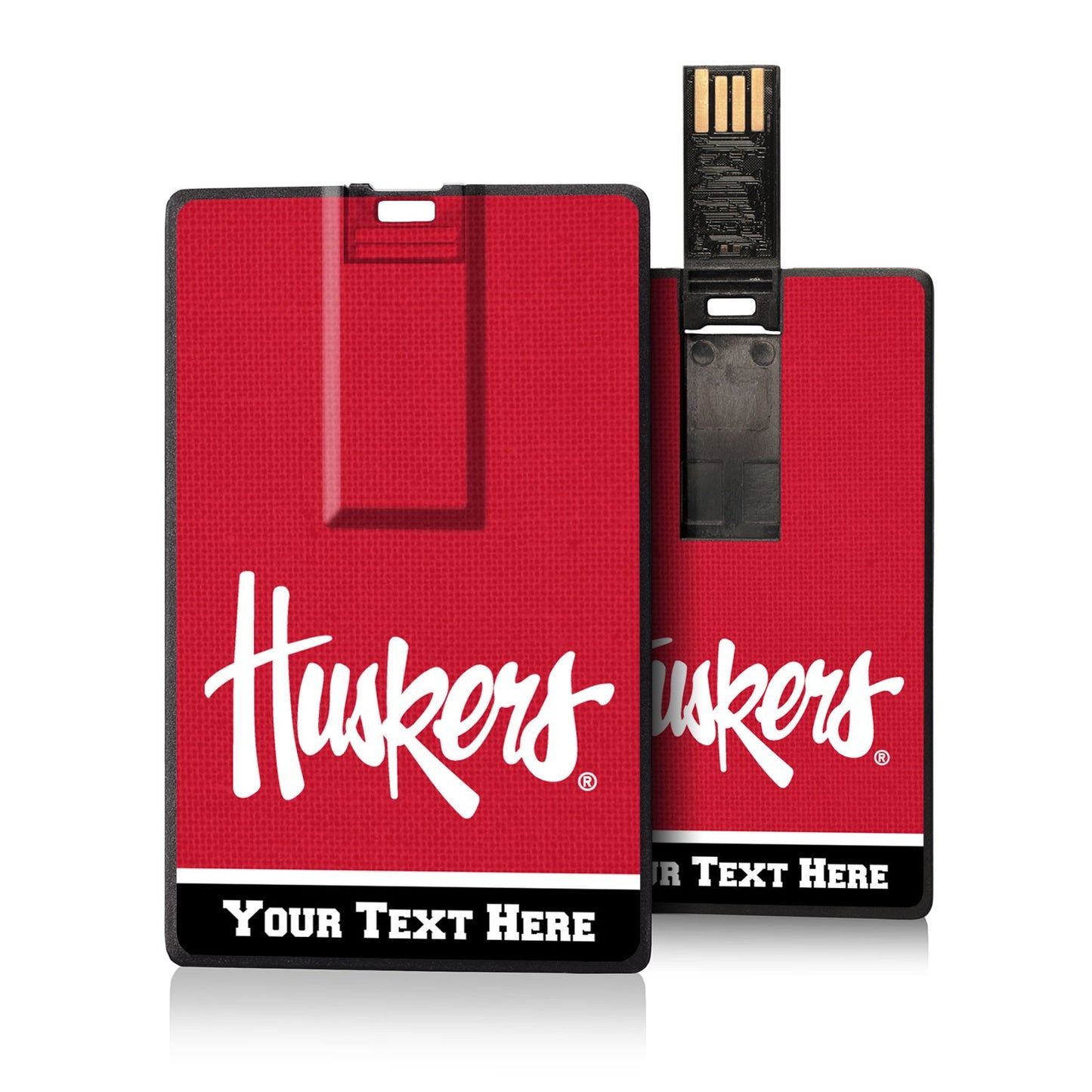 Nebraska Huskers Secondary Logo Personalized Credit Card USB Drive