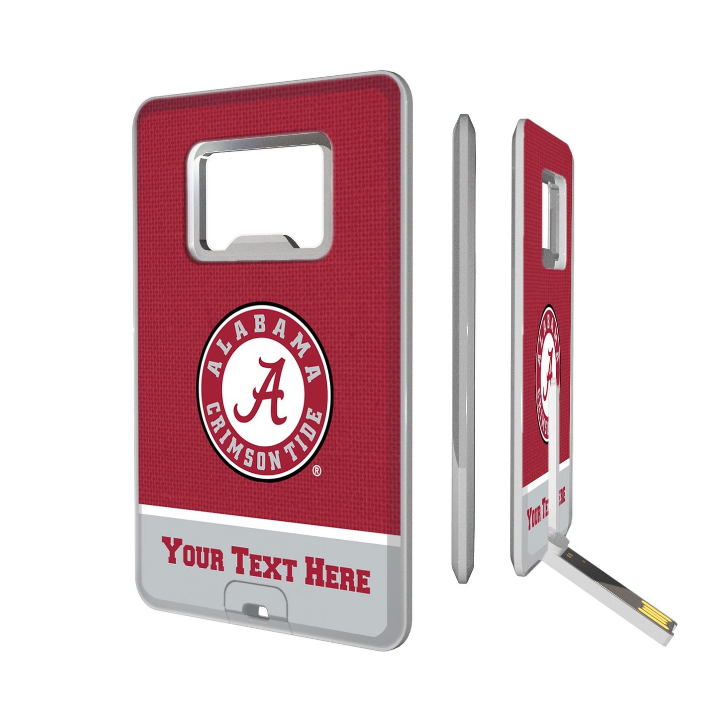 Alabama Crimson Tide Alternate Logo Personalized Credit Card USB Drive & Bottle Opener