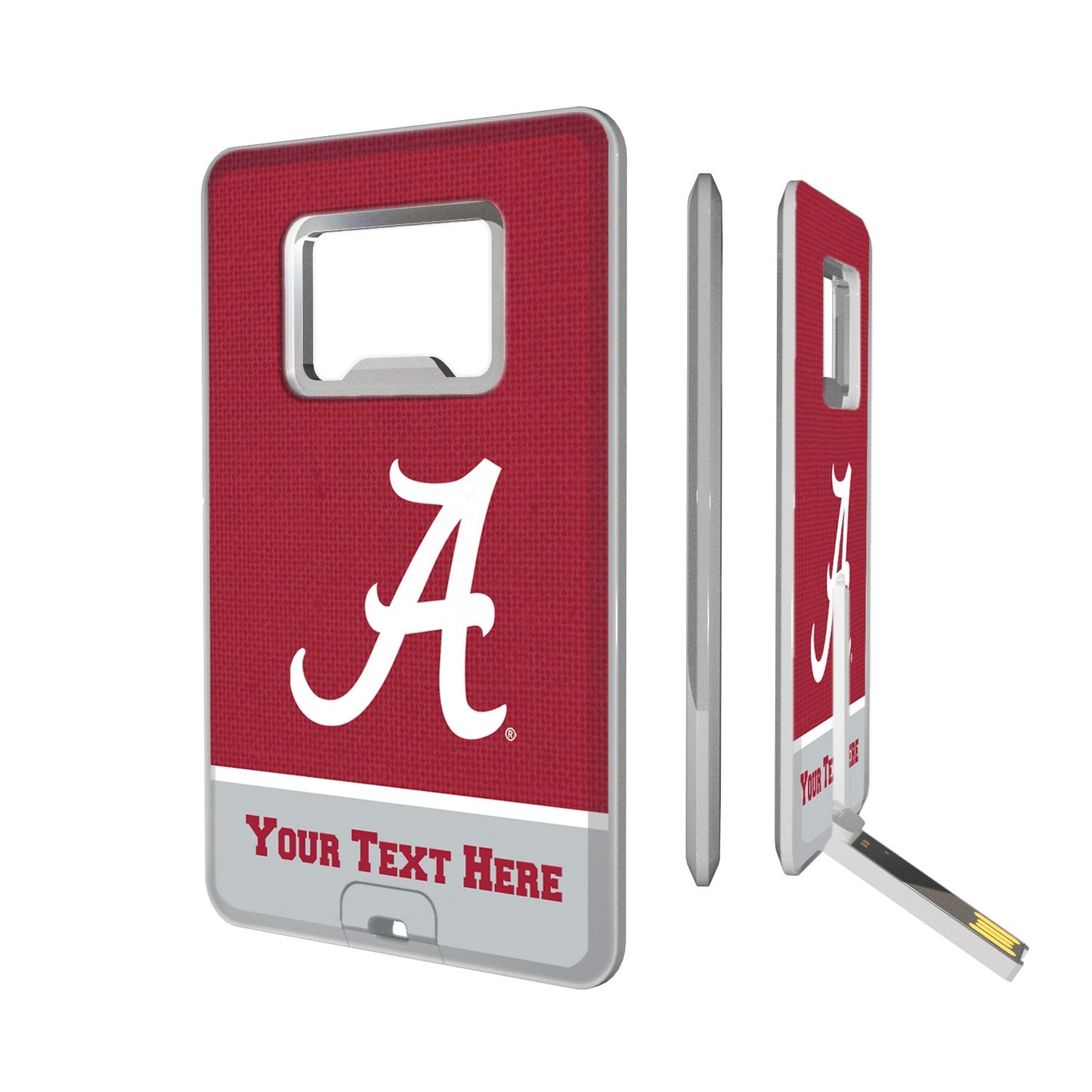 Alabama Crimson Tide Primary Logo Personalized Credit Card USB Drive & Bottle Opener