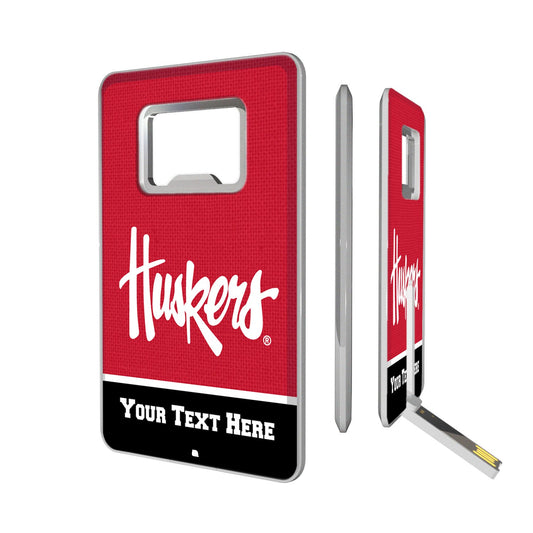 Nebraska Huskers Secondary Logo Personalized Credit Card USB Drive & Bottle Opener