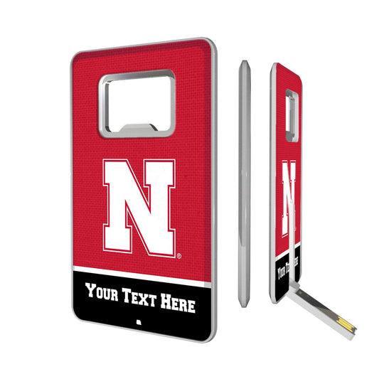 Nebraska Huskers Primary Logo Personalized Credit Card USB Drive & Bottle Opener