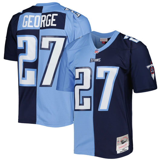 Men's Mitchell & Ness Eddie George Navy/Light Blue Tennessee Titans 1999 Split Legacy Replica Jersey