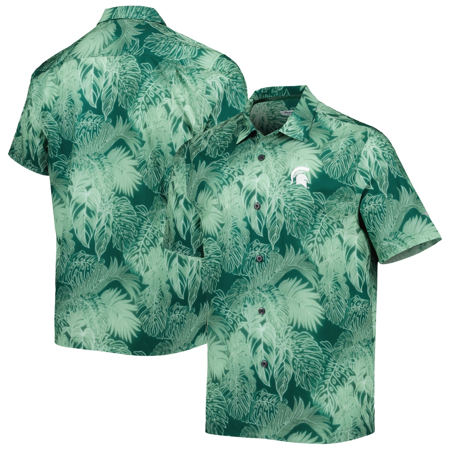 Men's Tommy Bahama Green Michigan State Spartans Coast Luminescent Fronds IslandZone Button-Up Camp Shirt