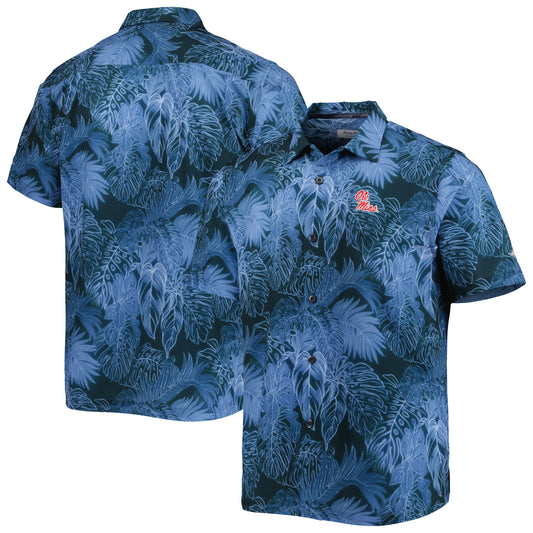 Men's Tommy Bahama Navy Ole Miss Rebels Coast Luminescent Fronds IslandZone Button-Up Camp Shirt