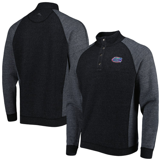 Men's Tommy Bahama Black Florida Gators Sport Scrimmage Snap Mock Neck Raglan Button-Up Jacket