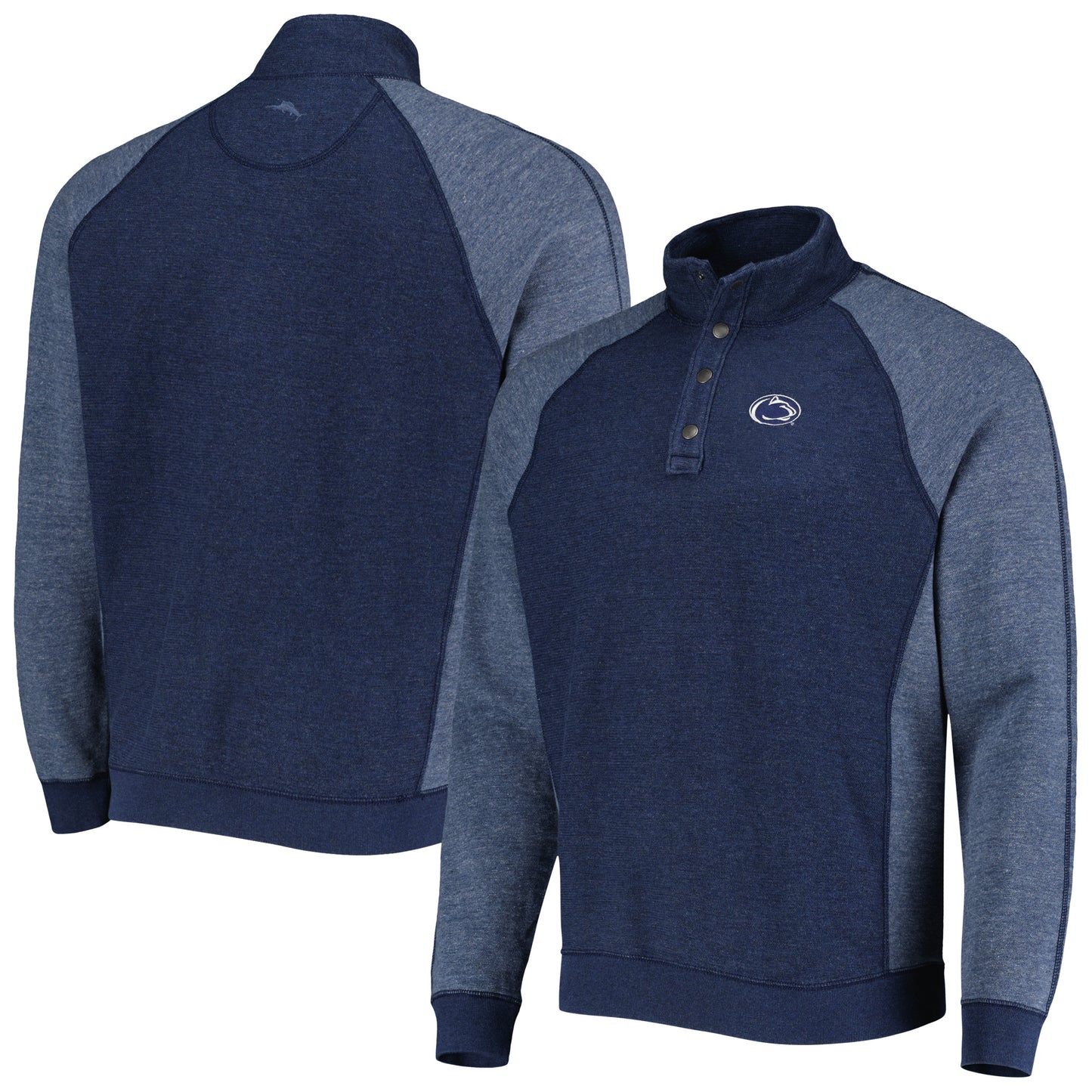 Men's Tommy Bahama Navy Penn State Nittany Lions Sport Scrimmage Snap Mock Neck Raglan Button-Up Jacket